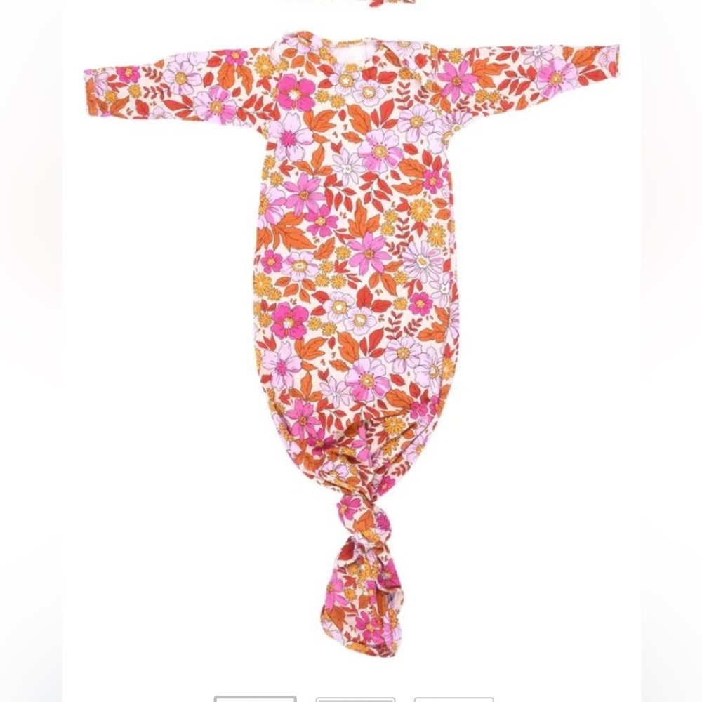 Three Little Tots Vibrant Floral Baby Knot Gown